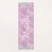 ピンクガーリーグリッタースカスタムクリプトモノグラム名 ヨガマット (正面)