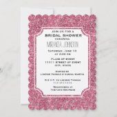 ピンクガーリーグリッタースパークル誕生日ブライダルシャワー 招待状 (正面)