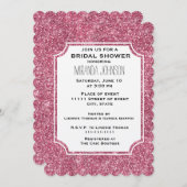 ピンクガーリーグリッタースパークル誕生日ブライダルシャワー 招待状 (正面/裏面)