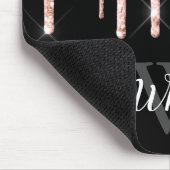 ピンクガーリーグリッタードリップグレーモノグラム マウスパッド (コーナー)