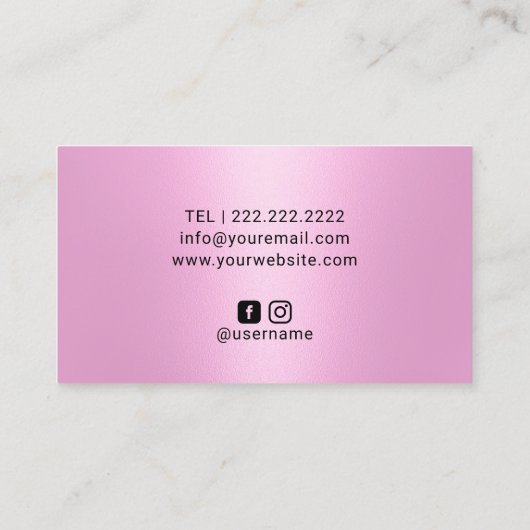 ピンクガーリーグリッタードリップ美しいサロン写真 名刺 (裏面)