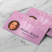 ピンクガーリーグリッタードリップ美しいサロン写真 名刺