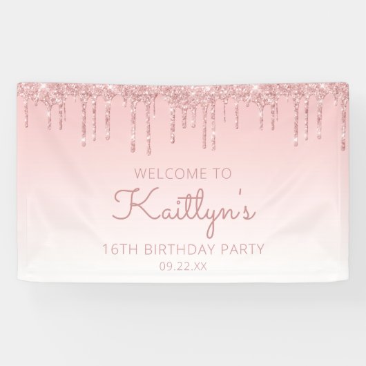 ピンクガーリーグリッタードリップ16thバースデーパーティー 横断幕 (横)