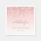 ピンクガーリーグリッタードリップ18thバースデーパーティー スタンダードカクテルナプキン (正面)
