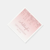 ピンクガーリーグリッタードリップ18thバースデーパーティー スタンダードカクテルナプキン (角)