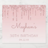 ピンクガーリーグリッタードリップ30歳の誕生日パーティー スパークリングワインラベル (シングルラベル)