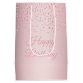 ピンクガーリーグリッターハッピーバースデー ミディアムペーパーバッグ (裏面)