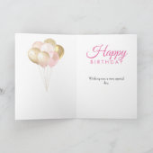 ピンクガーリーグリッターバルーン16誕生日 カード (内部)