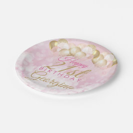 ピンクガーリーグリッターバルーン21歳 ペーパープレート