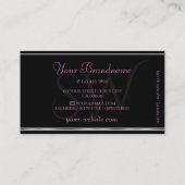 ピンクガーリーグリッターブラックシルバー縁どイニシャル 名刺 (裏面)