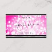 ピンクガーリーグリッターブラックシルバー縁どイニシャル 名刺 (正面)