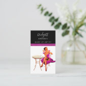 ピンクガーリーグリッターメイクアップアーティストヘアサロン 名刺 (スタンド正面)