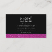ピンクガーリーグリッターメイクアップアーティストヘアサロン 名刺 (裏面)