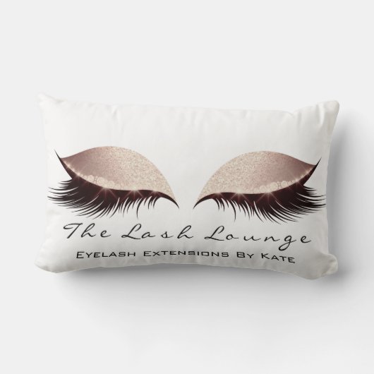 ピンクガーリーグリッターメイクアップラッシュアイプリンセス赤面 ランバークッション (裏面)