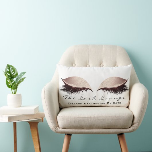 ピンクガーリーグリッターメイクアップラッシュアイプリンセス赤面 ランバークッション (椅子)