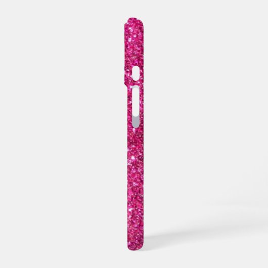 ピンクガーリーグリッターモノグラム個人写真名 iPhone 16ケース (左側面)