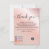 ピンクガーリーグリッター割引メッセージサンキューカード サンキューカード (正面)
