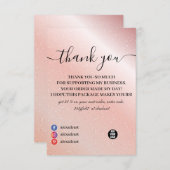 ピンクガーリーグリッター割引メッセージサンキューカード サンキューカード (正面/裏面)