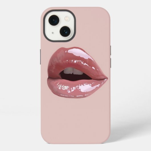 ピンクガーリーグリッター唇 iPhoneケース (裏面)