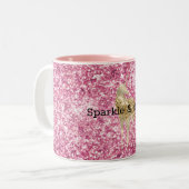 ピンクガーリーグリッター紙吹雪金ゴールドユニコーン ツートーンマグカップ (正面左)