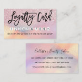 ピンクガーリーグリッター虹色グラデーション ロイヤリティカード (正面/裏面)