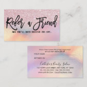 ピンクガーリーグリッター虹色グラデーション 紹介カード (正面/裏面)