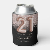 ピンクガーリーグリッター&ブラック21歳の誕生日 缶クーラー (缶正面)