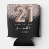 ピンクガーリーグリッター&ブラック21歳の誕生日 缶クーラー (裏面)