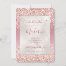 ピンクガーリーグリッター 招待状