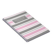 ピンクガーリーグレーストライプのパターン名カスタム ノートブック (右側)