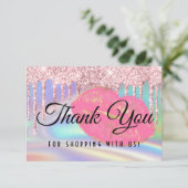 ピンクガーリーグームキスリップフェイクホログラフィックレインボー サンキューカード (スタンド正面)