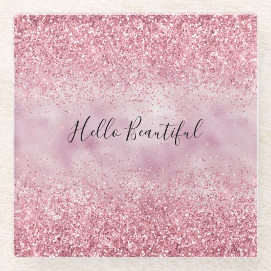 ピンクガーリーグームグリッタースパークル ガラスコースター (正面)