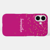 ピンクガーリーグーム金ゴールドスパークル紙吹雪パーソナライズされた Case-Mate iPhoneケース (裏面 (横))