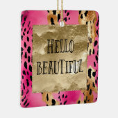 ピンクガーリーグーム金ゴールドヒョウこんにちは美しい セラミックオーナメント (右)