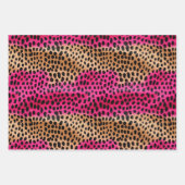 ピンクガーリーグーム金ゴールドヒョウアニマルプリント ラッピングペーパーシート (正面2)