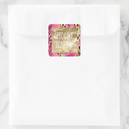 ピンクガーリーグーム金ゴールドヒョウ印刷抽象芸術 スクエアシール (バッグ)