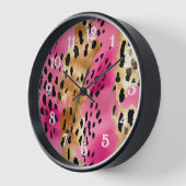 ピンクガーリーグーム金ゴールドヒョウ印刷抽象芸術 壁時計 (傾斜)