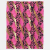 ピンクガーリーグーム金ゴールドヒョウ印刷 フリースブランケット (正面)