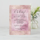 ピンクガーリーグーム金ゴールドヒョウ印刷 招待状 (スタンド正面)