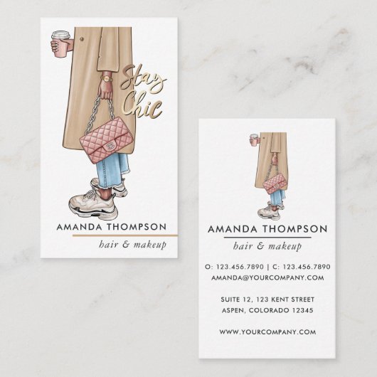 ピンクガーリーコーヒーチャフ 名刺 (正面/裏面)