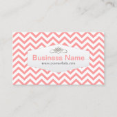 ピンクガーリーシェブロンベビーシッター名刺 名刺 (正面)