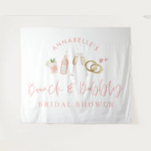 ピンクガーリーシャンパンブライダルシャワー タペストリー (正面(横))