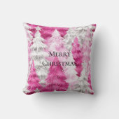 ピンクガーリーシルバーグラムクリスマスツリーストライプ クッション (正面)
