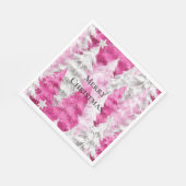 ピンクガーリーシルバーグラムクリスマスツリーストライプ スタンダードランチョンナプキン (角)