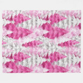 ピンクガーリーシルバーグラムクリスマスツリーストライプ フリースブランケット (正面(横))