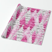 ピンクガーリーシルバーグラムクリスマスツリーストライプ ラッピングペーパー (アンロールド)