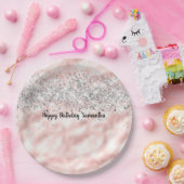 ピンクガーリーシルバーグリジーグリッタースパークル紙吹雪 ペーパープレート (パーティー)