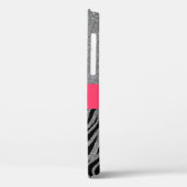ピンクガーリーシルバーグリッターゼブラパターンイニシャル Case-Mate iPhoneケース (裏面 / 左)