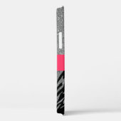 ピンクガーリーシルバーグリッターゼブラパターンイニシャル Case-Mate iPhoneケース (裏面 / 右)