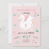 ピンクガーリースのエレガント白鳥の子供たちの招待 招待状 (正面)